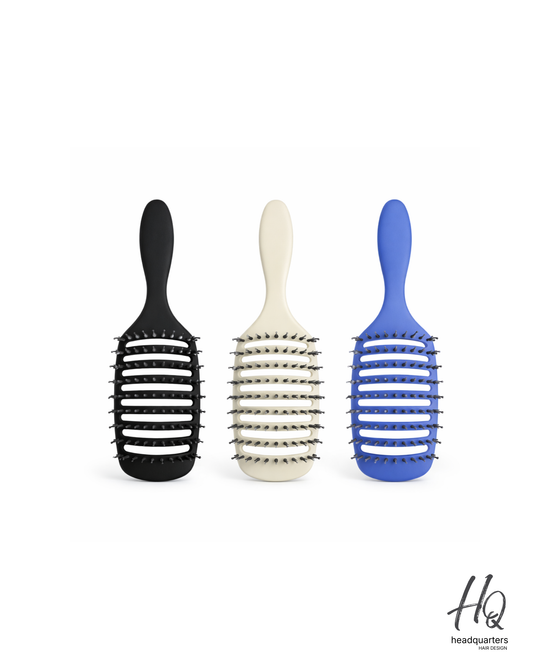 Detangling Curved Vent Hair Brush - Ergonomic Design for All Hair Types - Head Quarters Hair Design