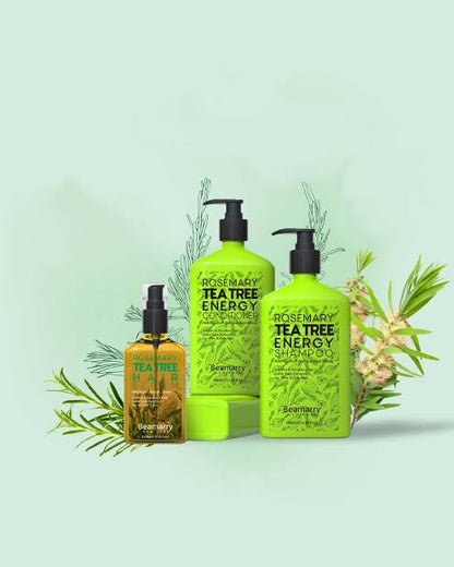 Beamarry Rosemary Tea Tree Energy Shampoo 380ml - Sulfate-Free Revitalizing Cleanser - Head Quarters Hair Design