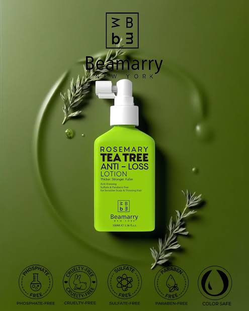 Beamarry Rosemary Tea Tree Anti-Loss Scalp Lotion 100ml - Professional Hair Thickening Treatment - Head Quarters Hair Design