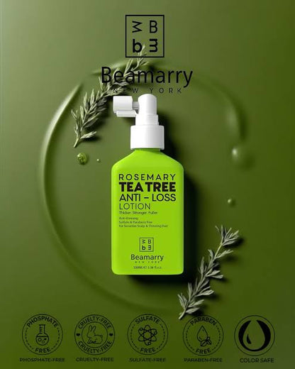 Beamarry Rosemary Tea Tree Anti-Loss Scalp Lotion 100ml - Professional Hair Thickening Treatment - Head Quarters Hair Design