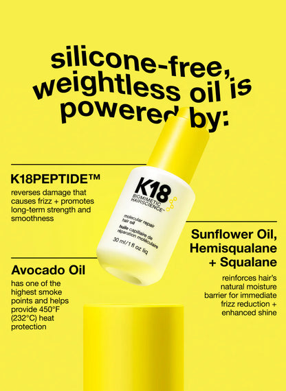 K18 Molecular Repair Hair Oil — Weightless Repair & Shine - Head Quarters Hair Design